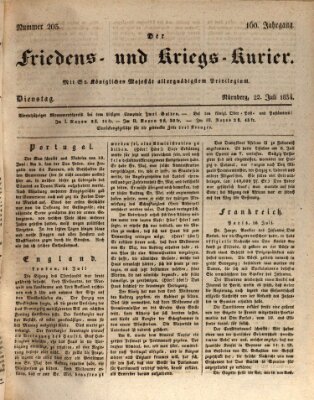 Der Friedens- u. Kriegs-Kurier (Nürnberger Friedens- und Kriegs-Kurier) Dienstag 22. Juli 1834