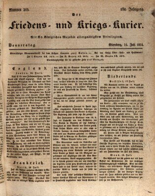 Der Friedens- u. Kriegs-Kurier (Nürnberger Friedens- und Kriegs-Kurier) Donnerstag 24. Juli 1834