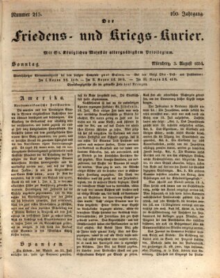 Der Friedens- u. Kriegs-Kurier (Nürnberger Friedens- und Kriegs-Kurier) Sonntag 3. August 1834