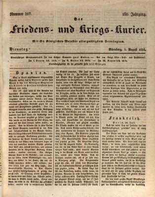 Der Friedens- u. Kriegs-Kurier (Nürnberger Friedens- und Kriegs-Kurier) Dienstag 5. August 1834