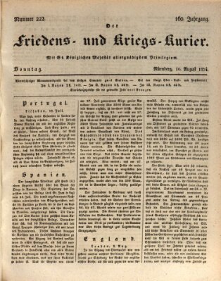 Der Friedens- u. Kriegs-Kurier (Nürnberger Friedens- und Kriegs-Kurier) Sonntag 10. August 1834