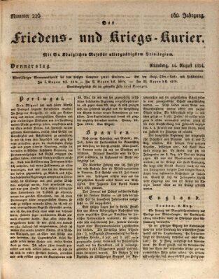 Der Friedens- u. Kriegs-Kurier (Nürnberger Friedens- und Kriegs-Kurier) Donnerstag 14. August 1834