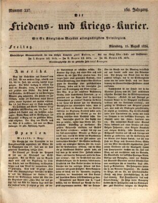 Der Friedens- u. Kriegs-Kurier (Nürnberger Friedens- und Kriegs-Kurier) Freitag 15. August 1834