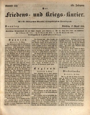 Der Friedens- u. Kriegs-Kurier (Nürnberger Friedens- und Kriegs-Kurier) Sonntag 17. August 1834