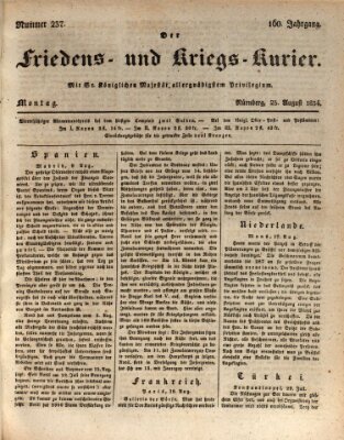 Der Friedens- u. Kriegs-Kurier (Nürnberger Friedens- und Kriegs-Kurier) Montag 25. August 1834