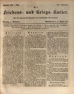 Der Friedens- u. Kriegs-Kurier (Nürnberger Friedens- und Kriegs-Kurier) Dienstag 26. August 1834