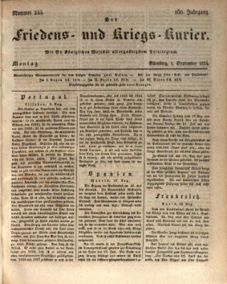 Der Friedens- u. Kriegs-Kurier (Nürnberger Friedens- und Kriegs-Kurier) Montag 1. September 1834