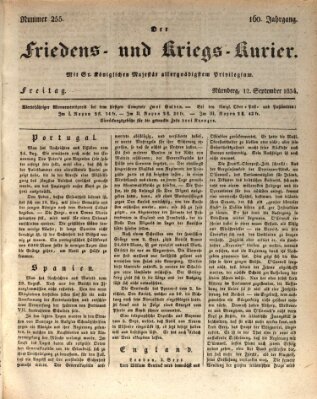 Der Friedens- u. Kriegs-Kurier (Nürnberger Friedens- und Kriegs-Kurier) Freitag 12. September 1834