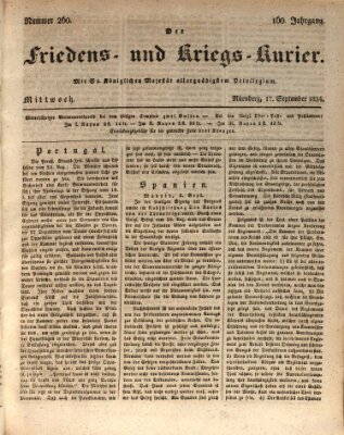 Der Friedens- u. Kriegs-Kurier (Nürnberger Friedens- und Kriegs-Kurier) Mittwoch 17. September 1834