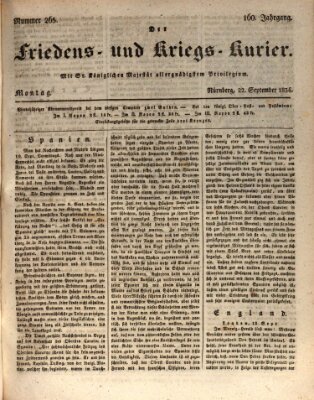 Der Friedens- u. Kriegs-Kurier (Nürnberger Friedens- und Kriegs-Kurier) Montag 22. September 1834