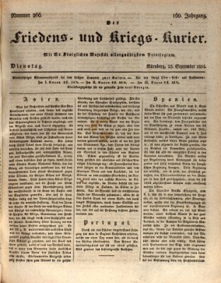 Der Friedens- u. Kriegs-Kurier (Nürnberger Friedens- und Kriegs-Kurier) Dienstag 23. September 1834