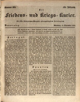 Der Friedens- u. Kriegs-Kurier (Nürnberger Friedens- und Kriegs-Kurier) Donnerstag 25. September 1834