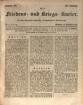 Der Friedens- u. Kriegs-Kurier (Nürnberger Friedens- und Kriegs-Kurier) Freitag 26. September 1834