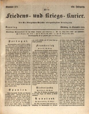 Der Friedens- u. Kriegs-Kurier (Nürnberger Friedens- und Kriegs-Kurier) Sonntag 28. September 1834