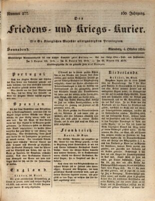 Der Friedens- u. Kriegs-Kurier (Nürnberger Friedens- und Kriegs-Kurier) Samstag 4. Oktober 1834