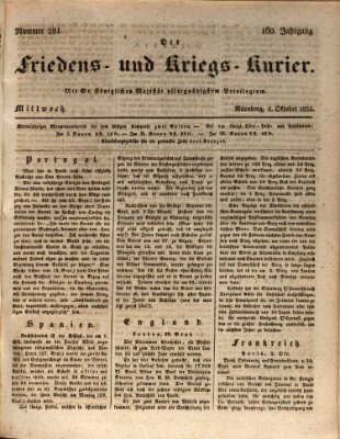 Der Friedens- u. Kriegs-Kurier (Nürnberger Friedens- und Kriegs-Kurier) Mittwoch 8. Oktober 1834