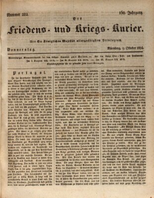 Der Friedens- u. Kriegs-Kurier (Nürnberger Friedens- und Kriegs-Kurier) Donnerstag 9. Oktober 1834