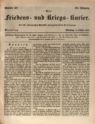 Der Friedens- u. Kriegs-Kurier (Nürnberger Friedens- und Kriegs-Kurier) Dienstag 14. Oktober 1834