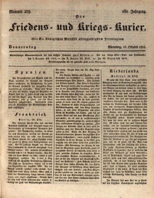 Der Friedens- u. Kriegs-Kurier (Nürnberger Friedens- und Kriegs-Kurier) Donnerstag 16. Oktober 1834