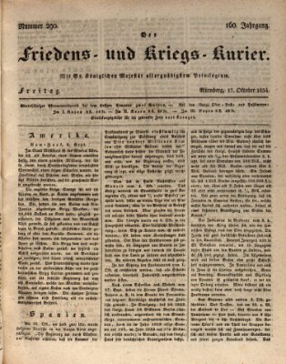 Der Friedens- u. Kriegs-Kurier (Nürnberger Friedens- und Kriegs-Kurier) Freitag 17. Oktober 1834