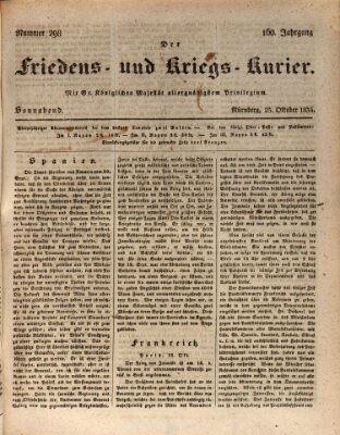 Der Friedens- u. Kriegs-Kurier (Nürnberger Friedens- und Kriegs-Kurier) Samstag 25. Oktober 1834