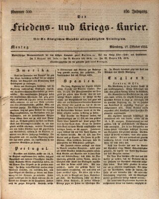 Der Friedens- u. Kriegs-Kurier (Nürnberger Friedens- und Kriegs-Kurier) Montag 27. Oktober 1834