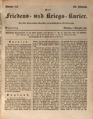 Der Friedens- u. Kriegs-Kurier (Nürnberger Friedens- und Kriegs-Kurier) Dienstag 4. November 1834