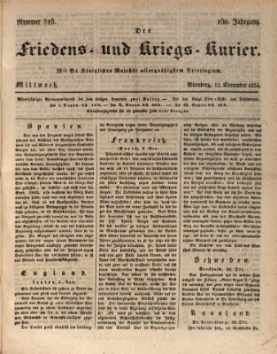 Der Friedens- u. Kriegs-Kurier (Nürnberger Friedens- und Kriegs-Kurier) Mittwoch 12. November 1834