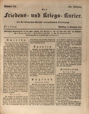 Der Friedens- u. Kriegs-Kurier (Nürnberger Friedens- und Kriegs-Kurier) Freitag 14. November 1834