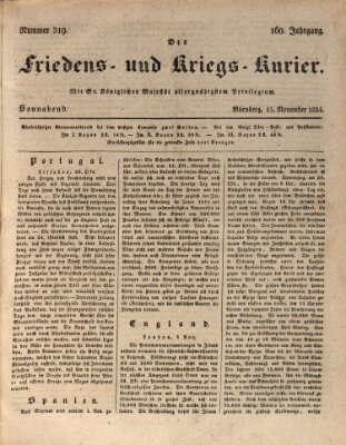 Der Friedens- u. Kriegs-Kurier (Nürnberger Friedens- und Kriegs-Kurier) Samstag 15. November 1834