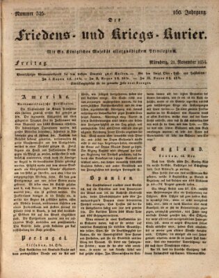 Der Friedens- u. Kriegs-Kurier (Nürnberger Friedens- und Kriegs-Kurier) Freitag 21. November 1834