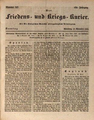 Der Friedens- u. Kriegs-Kurier (Nürnberger Friedens- und Kriegs-Kurier) Sonntag 23. November 1834