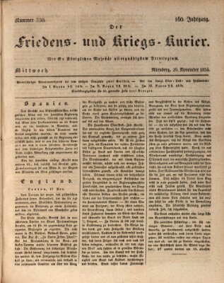 Der Friedens- u. Kriegs-Kurier (Nürnberger Friedens- und Kriegs-Kurier) Mittwoch 26. November 1834