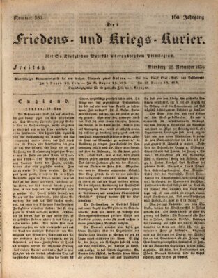 Der Friedens- u. Kriegs-Kurier (Nürnberger Friedens- und Kriegs-Kurier) Freitag 28. November 1834