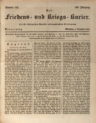 Der Friedens- u. Kriegs-Kurier (Nürnberger Friedens- und Kriegs-Kurier) Donnerstag 4. Dezember 1834