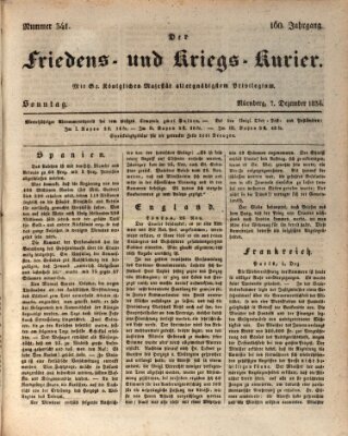 Der Friedens- u. Kriegs-Kurier (Nürnberger Friedens- und Kriegs-Kurier) Sonntag 7. Dezember 1834