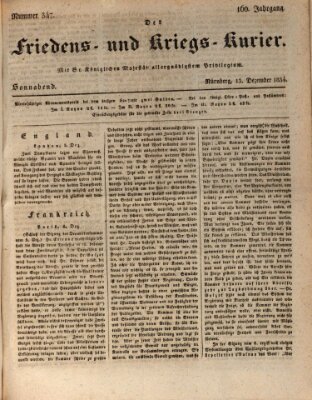 Der Friedens- u. Kriegs-Kurier (Nürnberger Friedens- und Kriegs-Kurier) Samstag 13. Dezember 1834