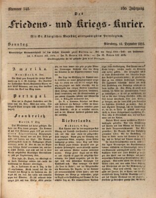 Der Friedens- u. Kriegs-Kurier (Nürnberger Friedens- und Kriegs-Kurier) Sonntag 14. Dezember 1834