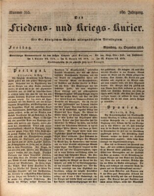 Der Friedens- u. Kriegs-Kurier (Nürnberger Friedens- und Kriegs-Kurier) Freitag 19. Dezember 1834