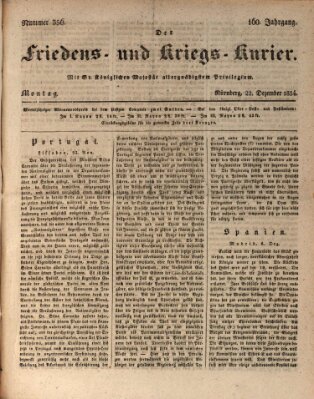 Der Friedens- u. Kriegs-Kurier (Nürnberger Friedens- und Kriegs-Kurier) Montag 22. Dezember 1834