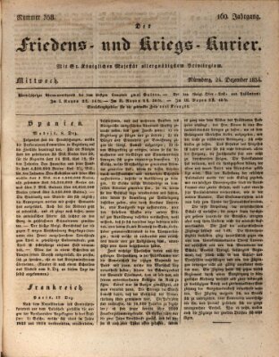 Der Friedens- u. Kriegs-Kurier (Nürnberger Friedens- und Kriegs-Kurier) Mittwoch 24. Dezember 1834