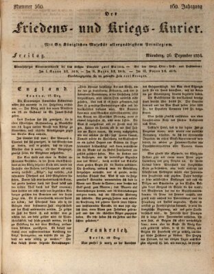 Der Friedens- u. Kriegs-Kurier (Nürnberger Friedens- und Kriegs-Kurier) Freitag 26. Dezember 1834