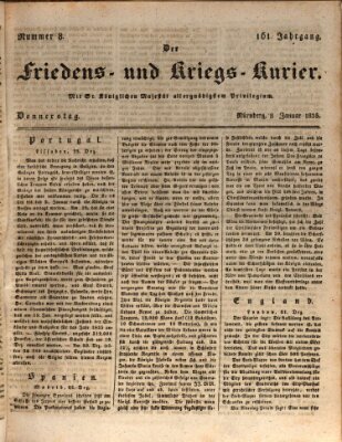 Der Friedens- u. Kriegs-Kurier (Nürnberger Friedens- und Kriegs-Kurier) Donnerstag 8. Januar 1835