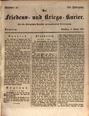 Der Friedens- u. Kriegs-Kurier (Nürnberger Friedens- und Kriegs-Kurier) Sonntag 11. Januar 1835