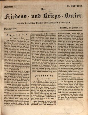 Der Friedens- u. Kriegs-Kurier (Nürnberger Friedens- und Kriegs-Kurier) Samstag 17. Januar 1835