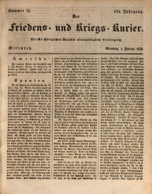 Der Friedens- u. Kriegs-Kurier (Nürnberger Friedens- und Kriegs-Kurier) Mittwoch 4. Februar 1835