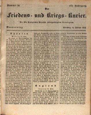 Der Friedens- u. Kriegs-Kurier (Nürnberger Friedens- und Kriegs-Kurier) Donnerstag 19. Februar 1835