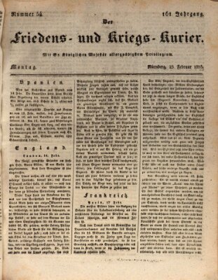 Der Friedens- u. Kriegs-Kurier (Nürnberger Friedens- und Kriegs-Kurier) Montag 23. Februar 1835