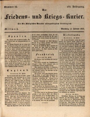 Der Friedens- u. Kriegs-Kurier (Nürnberger Friedens- und Kriegs-Kurier) Mittwoch 25. Februar 1835