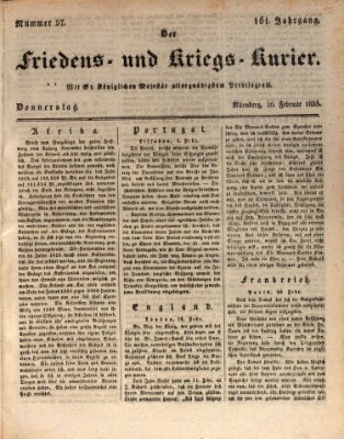 Der Friedens- u. Kriegs-Kurier (Nürnberger Friedens- und Kriegs-Kurier) Donnerstag 26. Februar 1835